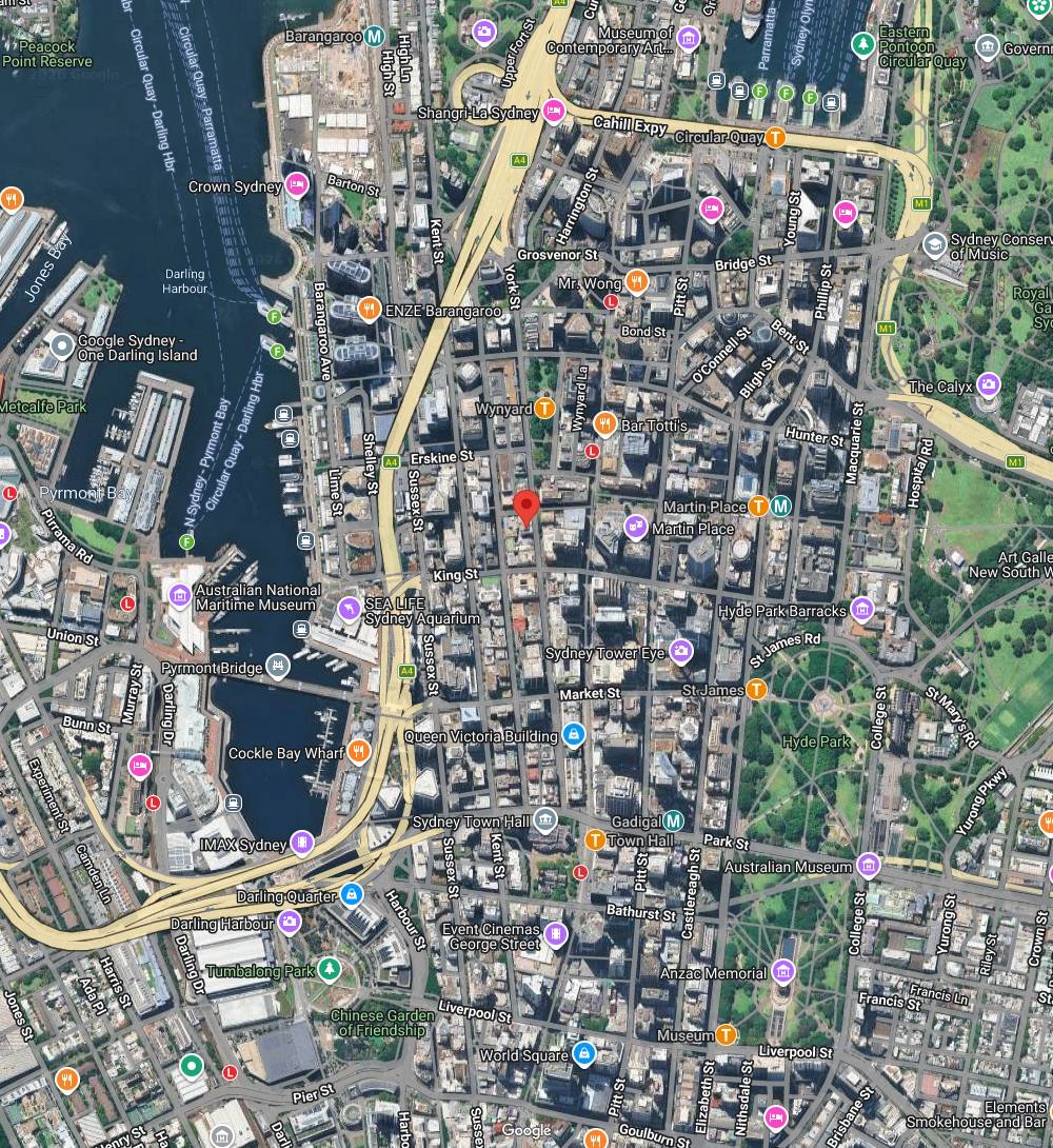 Map showing our office location in Sydney